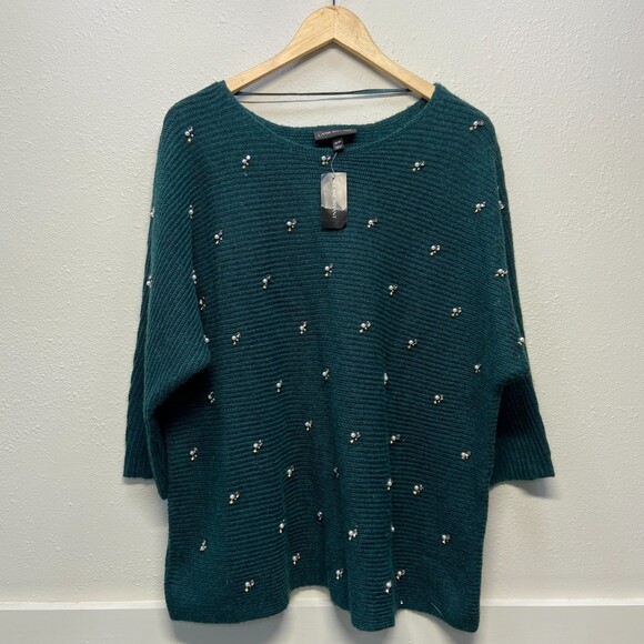 NWT Lane Bryant Long Sleeve Pullover Beaded Accent Sweater Light Green Sz 18/20 - Picture 1 of 7